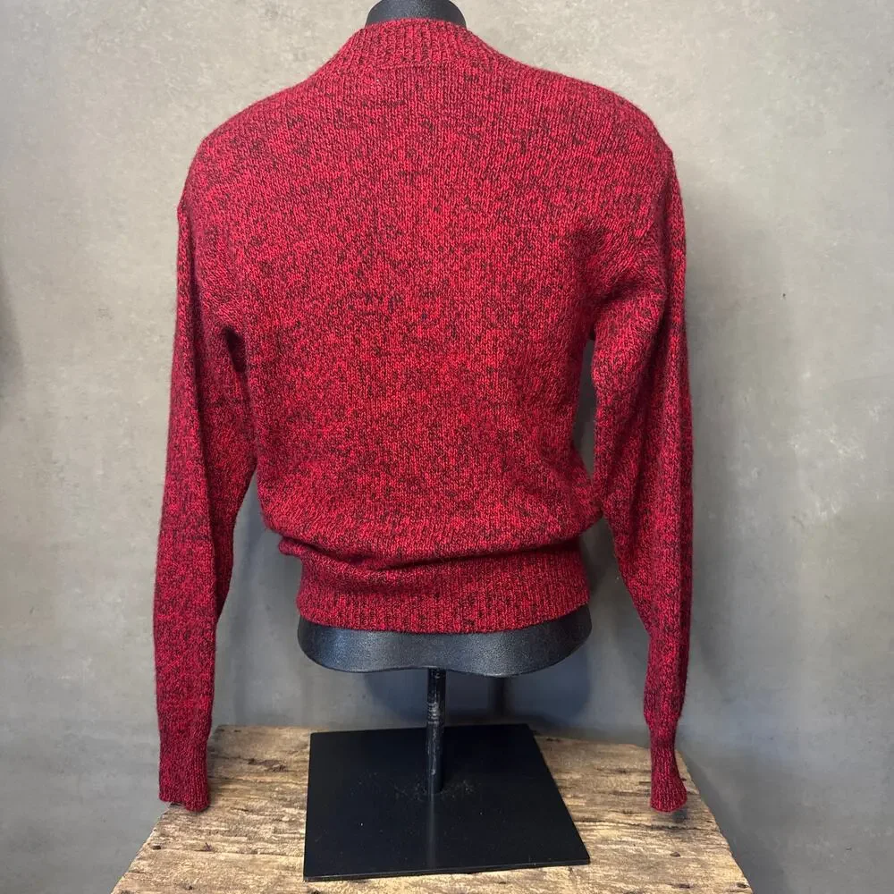 Vintage Fieldmaster Wool Blend Henley Sweater Red Black USA Made